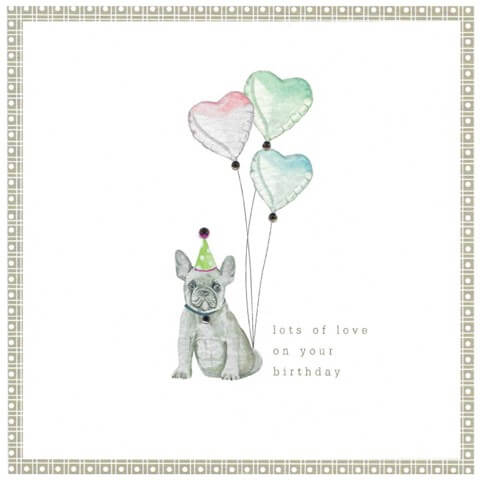 Dog and Balloons Birthday Card