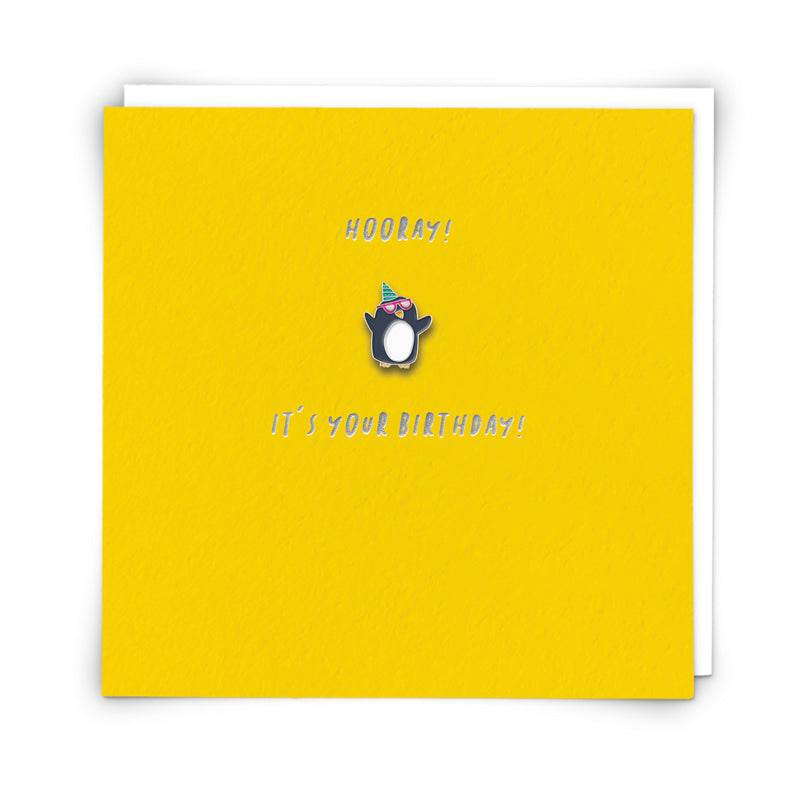 Pinata Enamel Party Penguin Pin Birthday Card - House of Cards