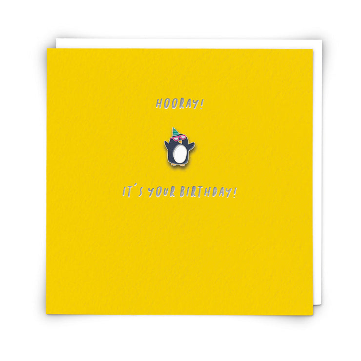 Pinata Enamel Party Penguin Pin Birthday Card