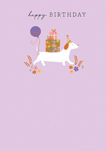 Pansy Dog Birthday Card