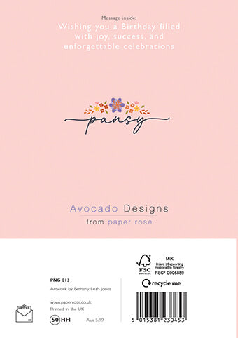 Pansy Friend Birthday Card