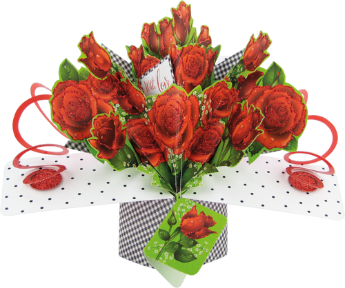 Pop Up Red Roses Card