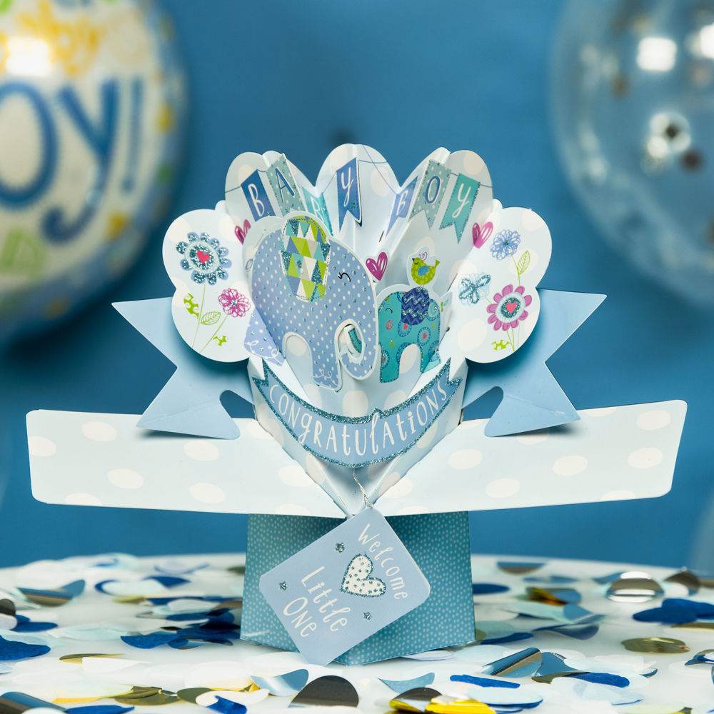 Pop Up New Baby Boy Card - House of Cards