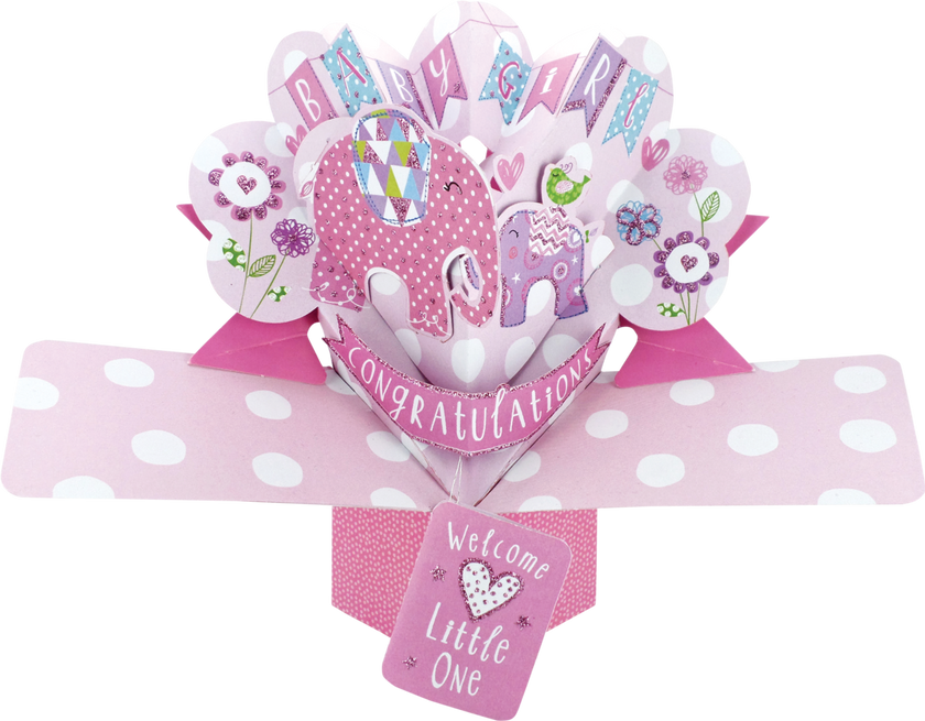 Pop Up New Baby Girl Card
