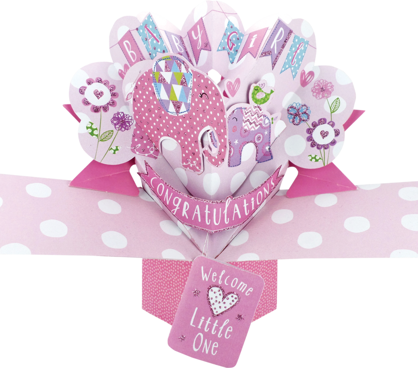 Pop Up New Baby Girl Card