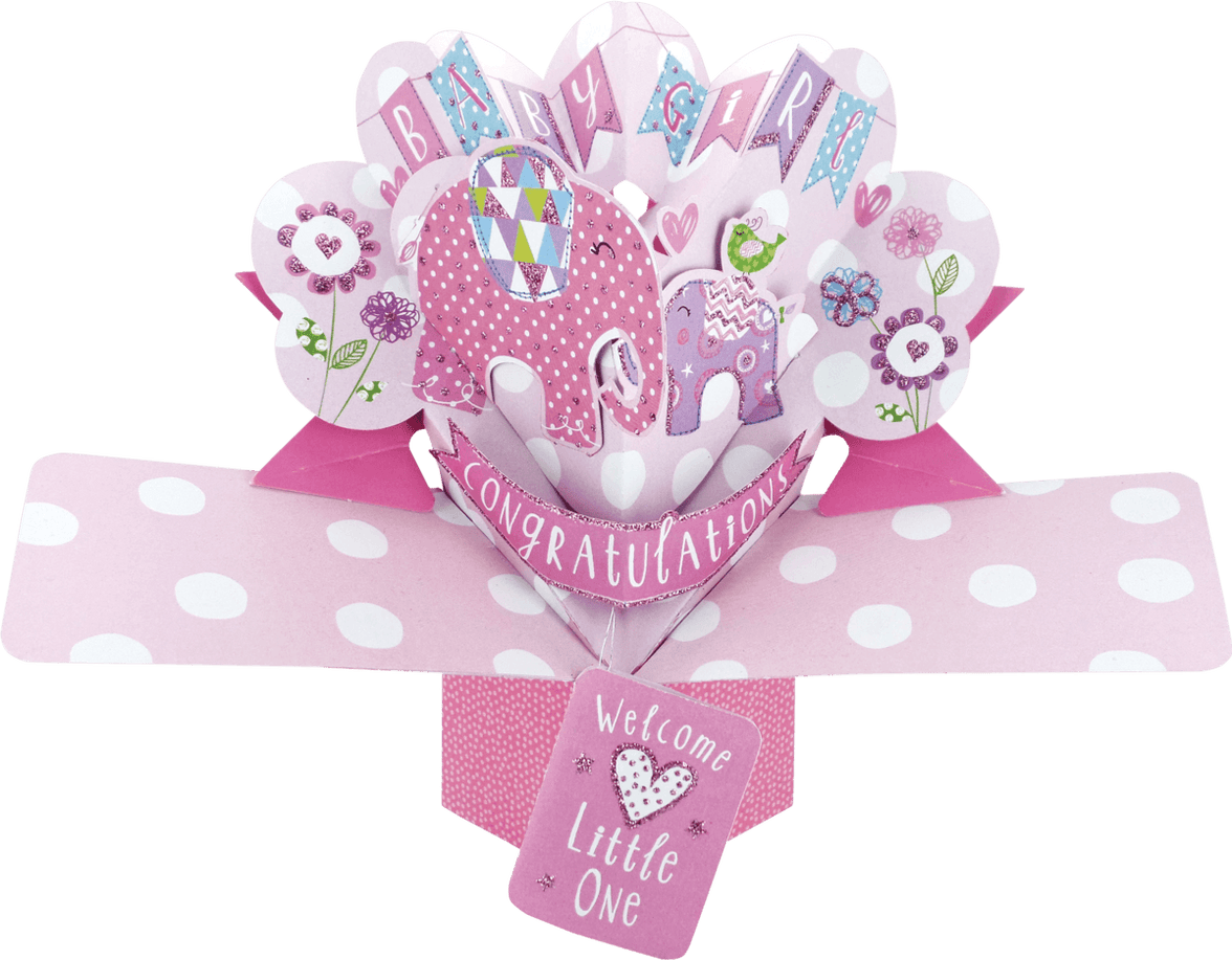 Pop Up New Baby Girl Card - House of Cards
