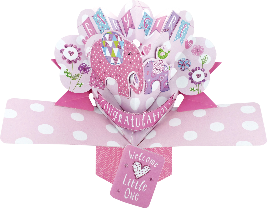 Pop Up New Baby Girl Card