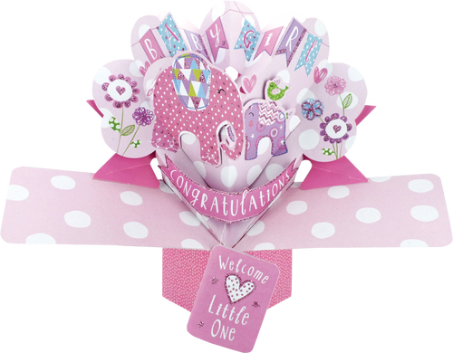 Pop Up New Baby Girl Card