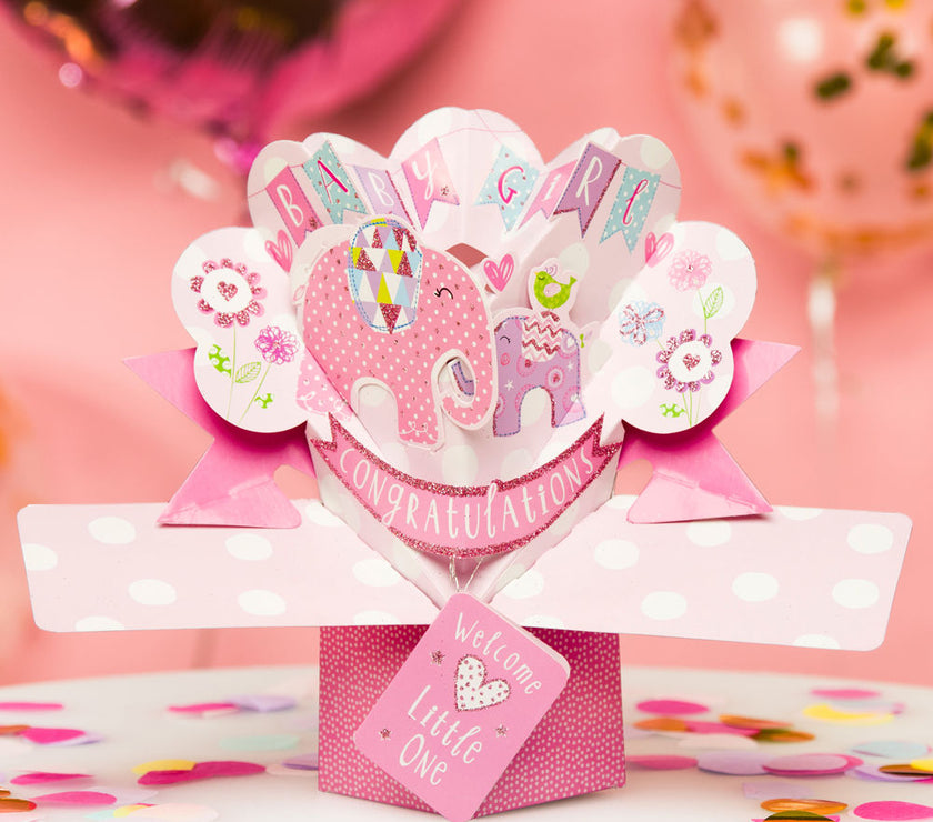 Pop Up New Baby Girl Card