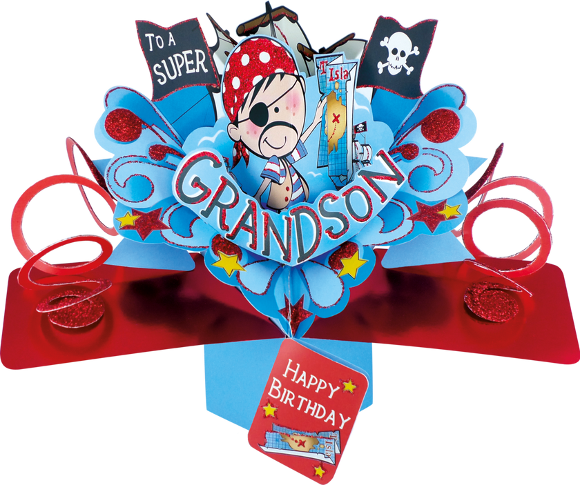 Pop Up Grandson Pirate Birthday Card
