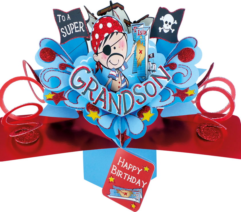 Pop Up Grandson Pirate Birthday Card