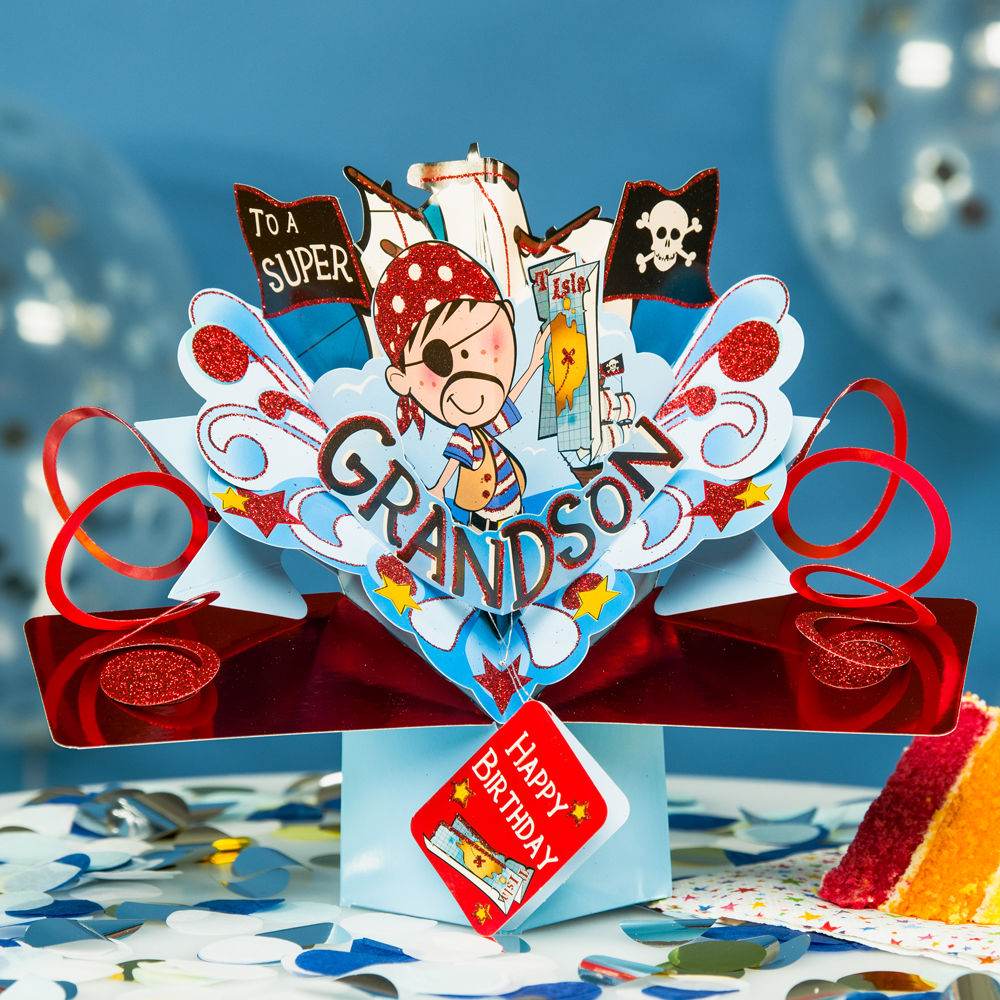 Pop Up Grandson Pirate Birthday Card - House of Cards