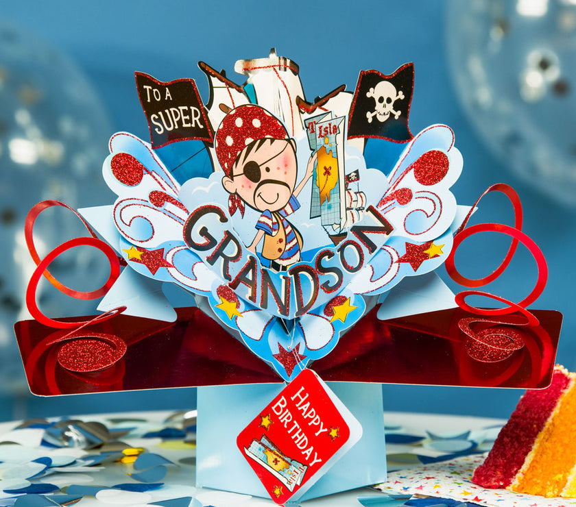 Pop Up Grandson Pirate Birthday Card