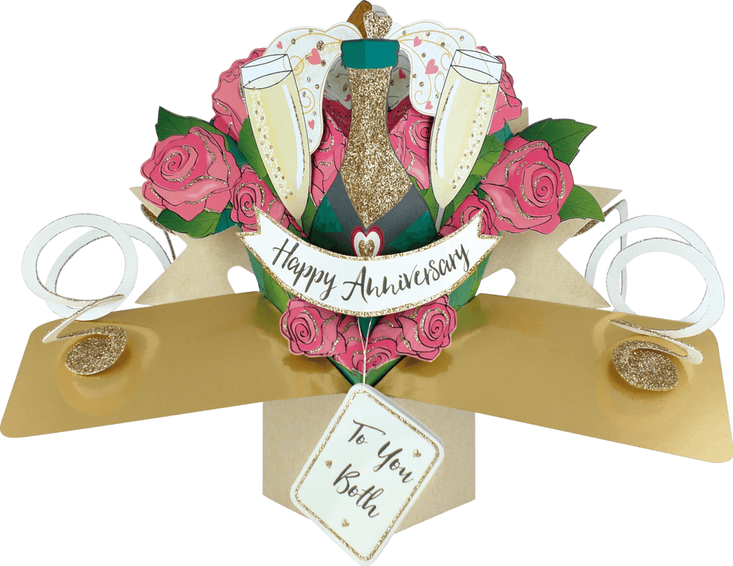 Pop Up Champagne and Roses Anniversary Card - House of Cards