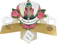 Pop Up Champagne and Roses Anniversary Card