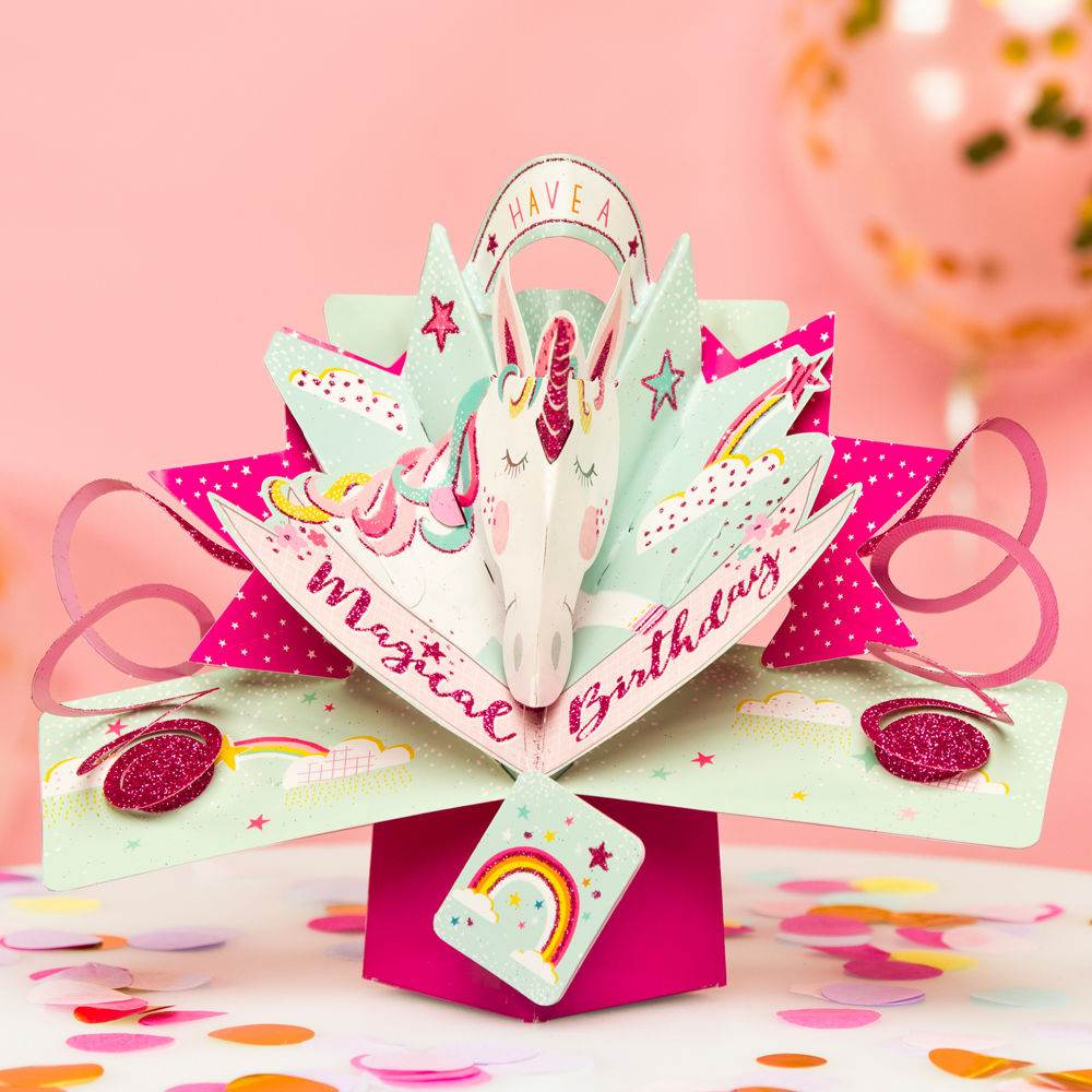 Pop Up Unicorn Birthday Card - House of Cards