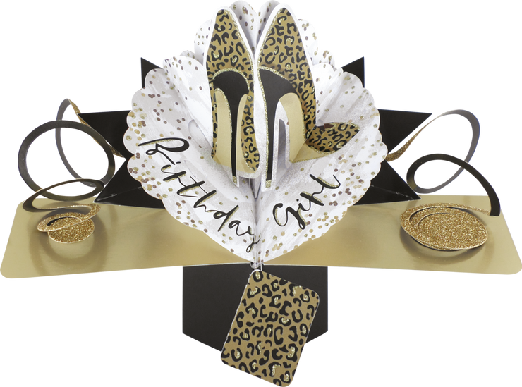 Pop Up Leopard Shoes Birthday Card