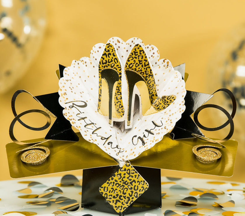 Pop Up Leopard Shoes Birthday Card