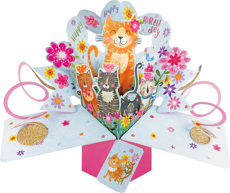 Pop Up Cats Birthday Card