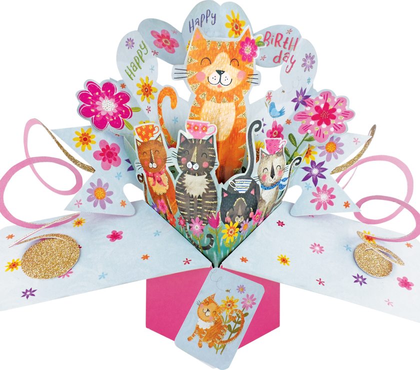 Pop Up Cats Birthday Card