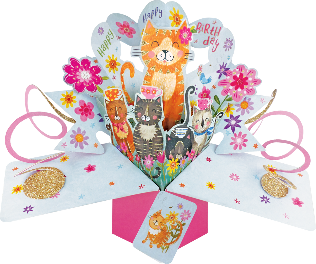 Pop Up Cats Birthday Card