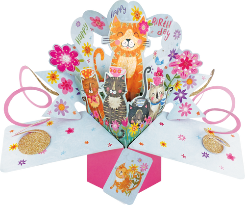 Pop Up Cats Birthday Card
