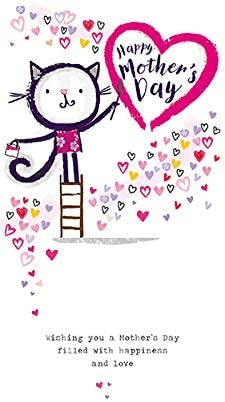 Cat Painted Heart Mothers Day Card