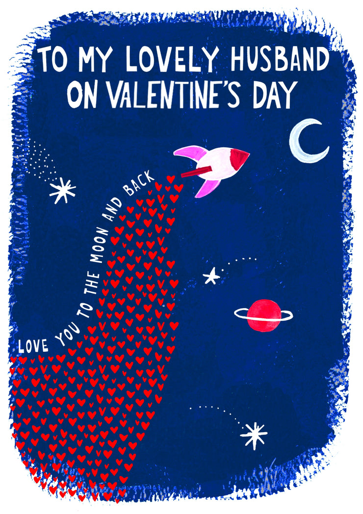Husband To The Moon Valentines Day Card