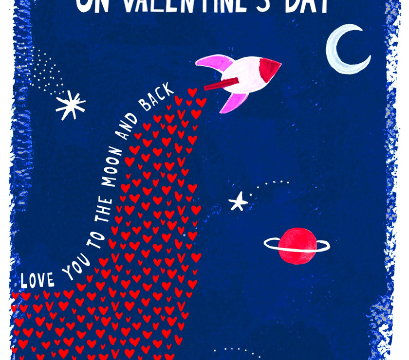 Husband To The Moon Valentines Day Card