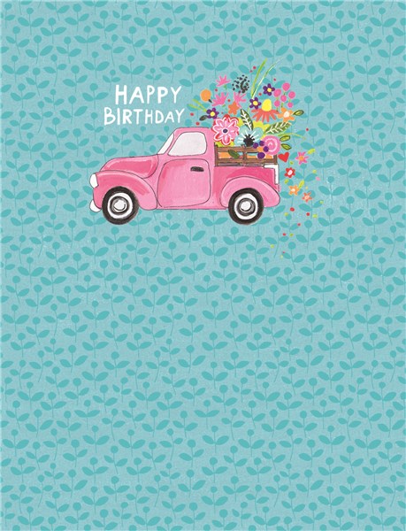 Flower Truck Happy Birthday Card