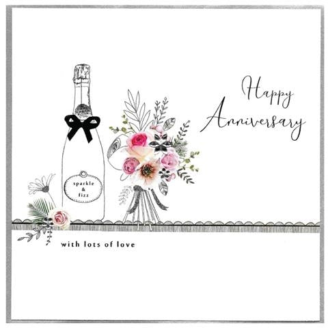 Fizz and Flowers Anniversary Card