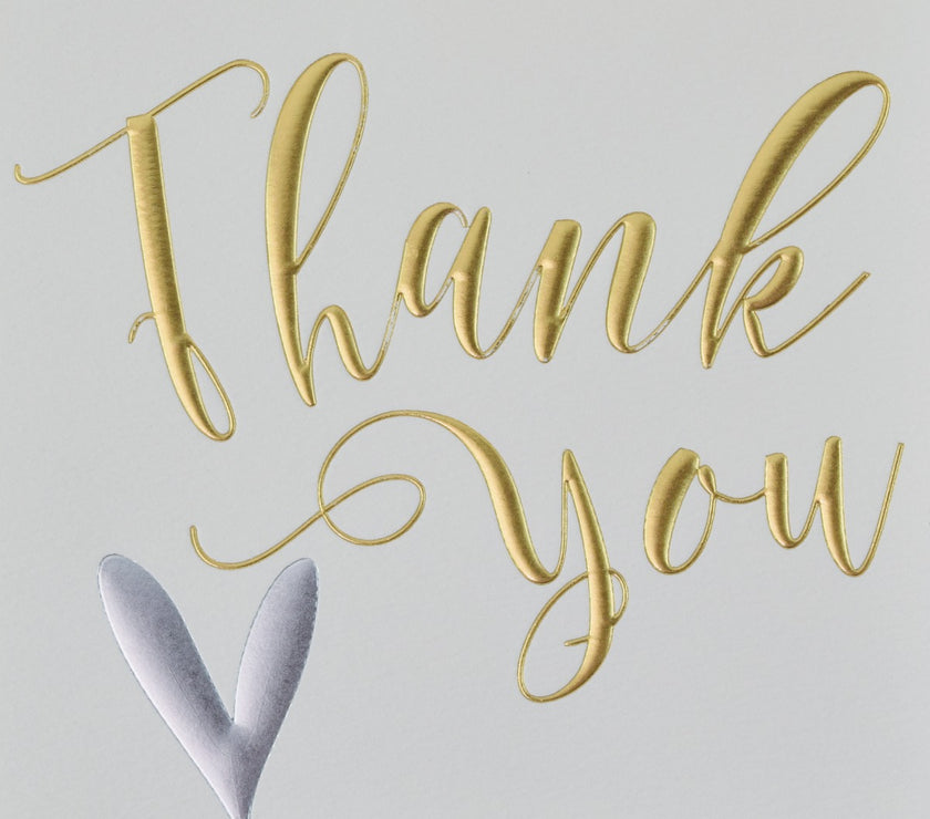 Silver Heart Thank You Card