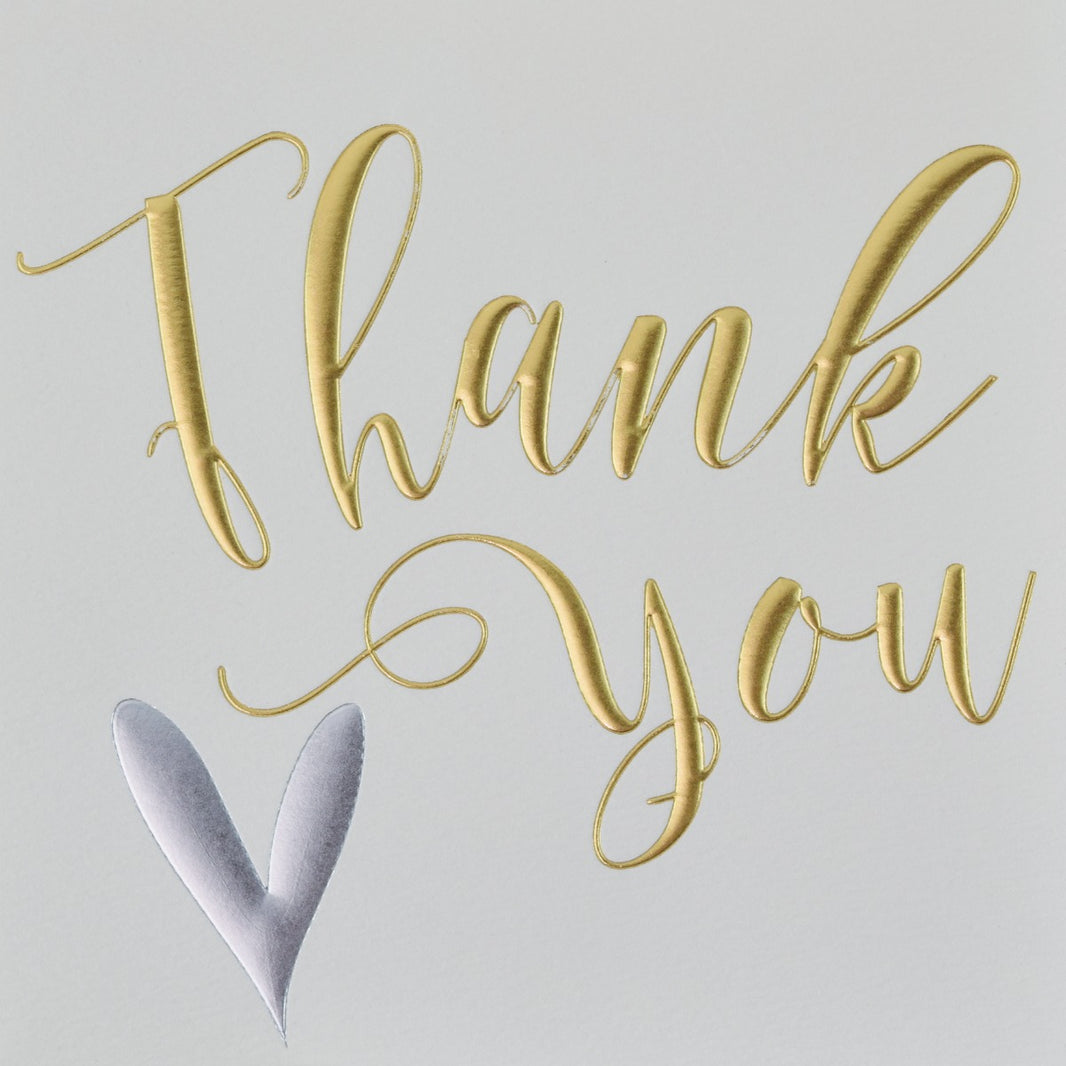Silver Heart Thank You Card