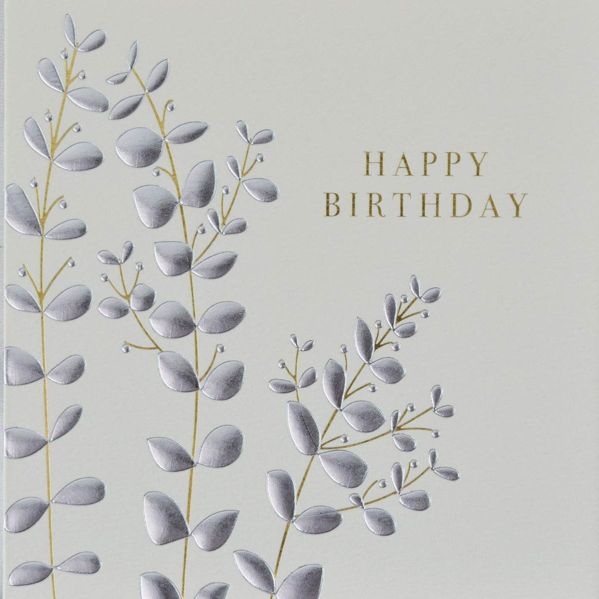 Silver Leaves Birthday Card - House of Cards