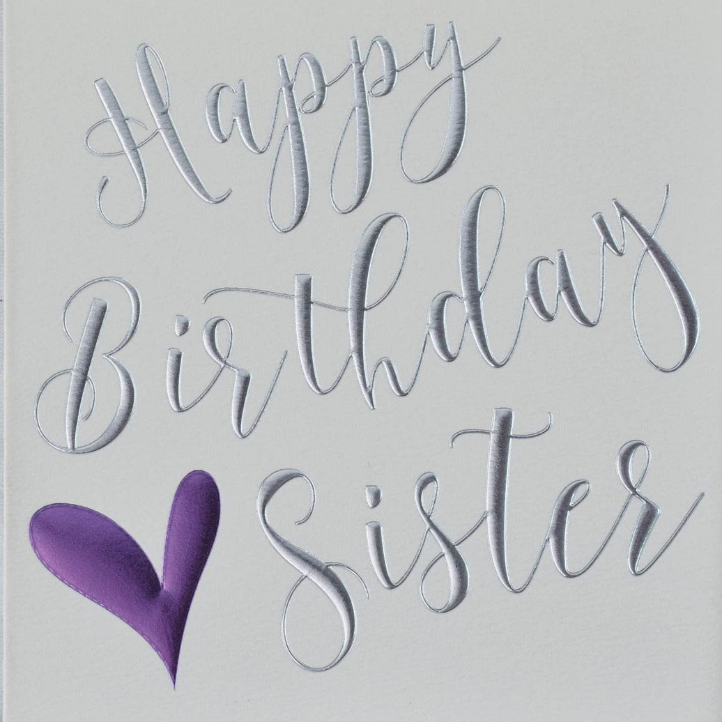 Purple Heart Sister Birthday Card - House of Cards