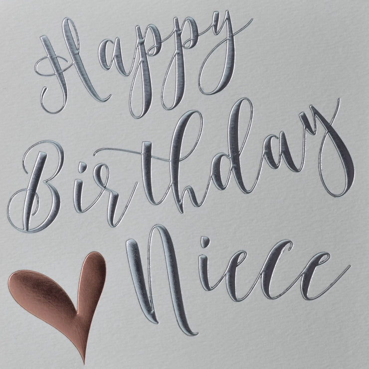 Rose Gold Heart Niece Birthday Card