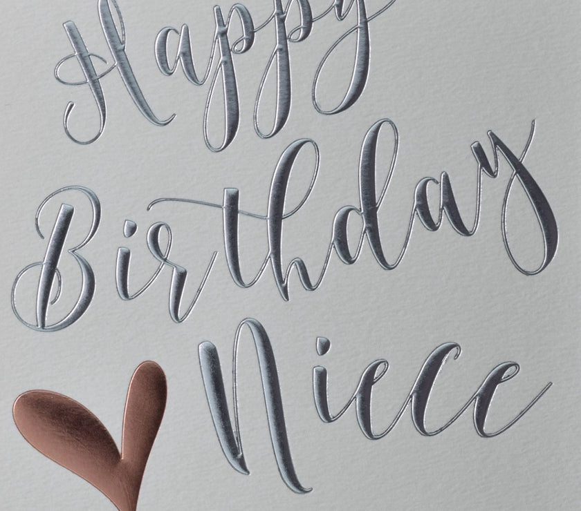 Rose Gold Heart Niece Birthday Card