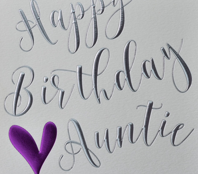 Purple Heart Auntie Birthday Card