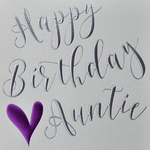 Purple Heart Auntie Birthday Card
