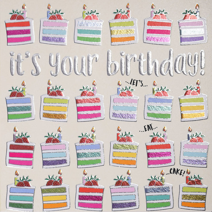 Quicksilver Cake Slices Happy Birthday Card