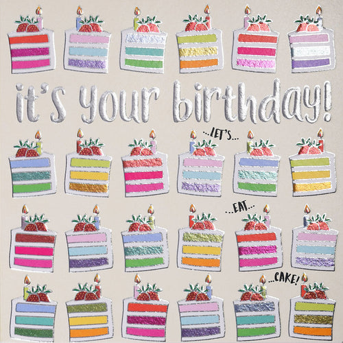 Quicksilver Cake Slices Happy Birthday Card