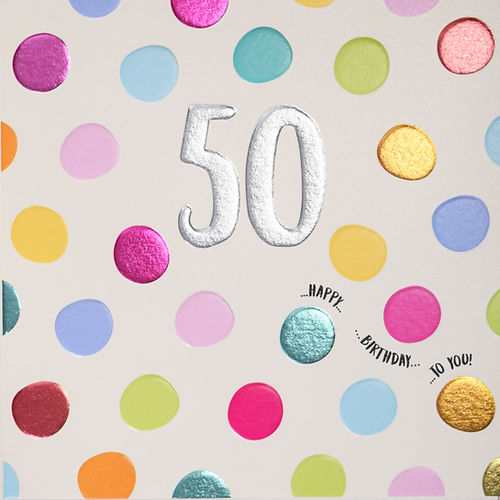 Quicksilver Colourful Dots 50th Birthday Card