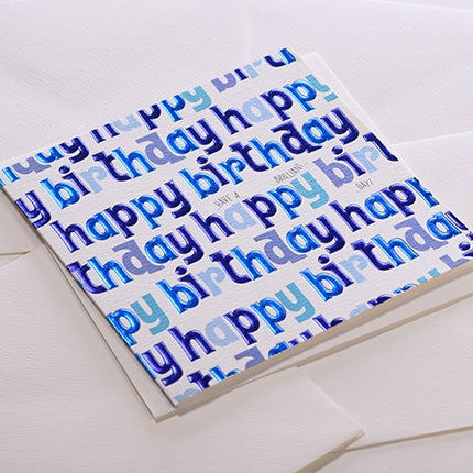 Blue Letters Birthday Card