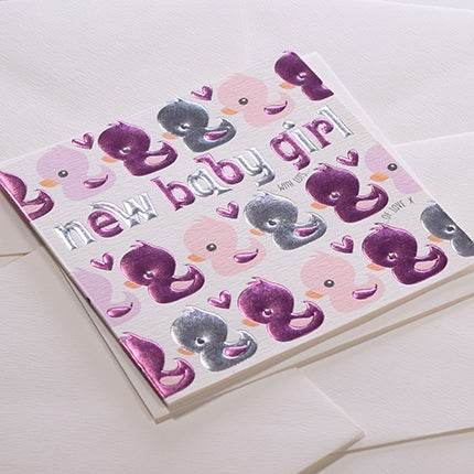 Ducks New Baby Girl Card - House of Cards
