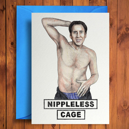 Nippleless Cage Birthday Card
