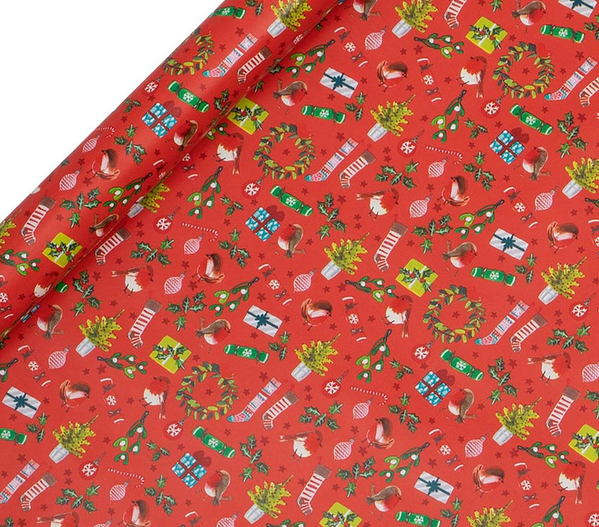 Festive Trimmings Christmas Roll Wrapping Paper - 3 pack - House of Cards