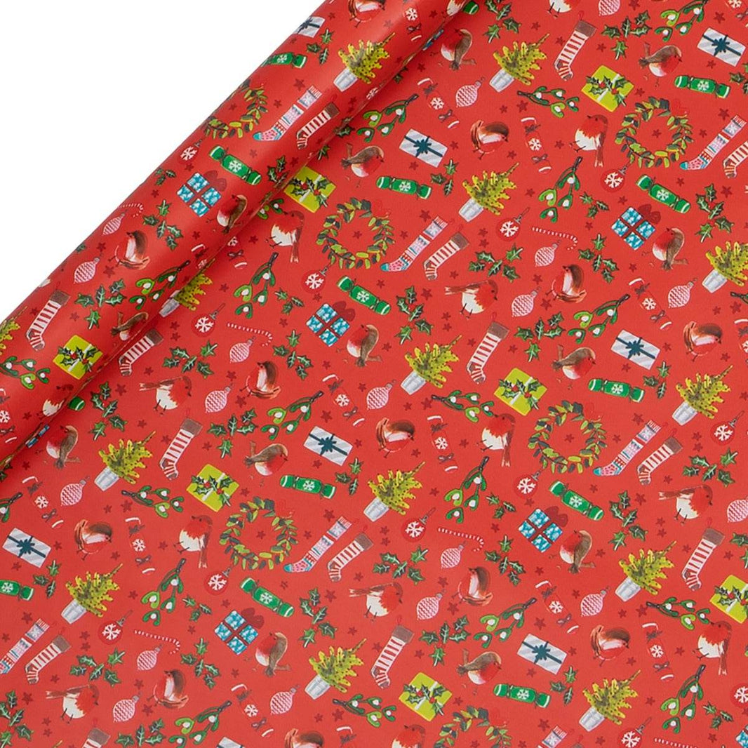 Festive Trimmings Christmas Roll Wrapping Paper - 3 pack - House of Cards