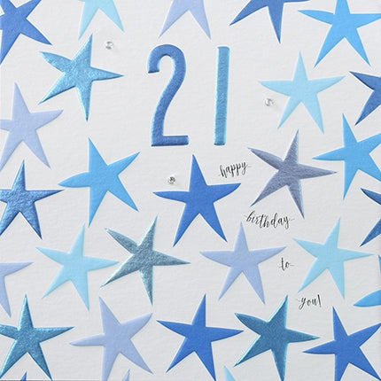 Blue 21st Birthday Card