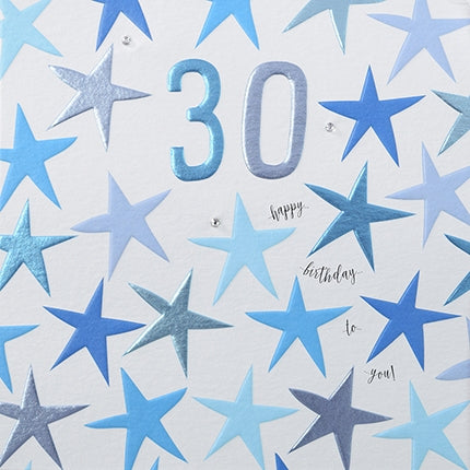 Blue 30th Birthday Card