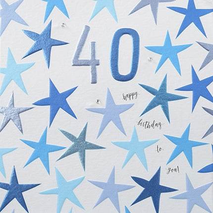 Blue 40th Birthday Card - House of Cards